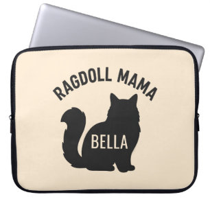 Ragdoll Mamma Katt Silhuett Personligt Namn Laptop Fodral