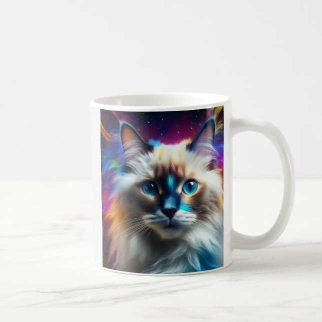 Ragdoll-ras av katt-Färg-explosionsbakgrund Kaffemugg (Höger)