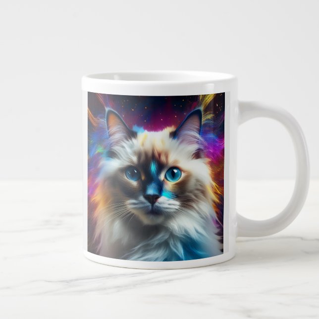 Ragdoll-ras katt färgexplosion bakgrund jumbo mugg (Höger)
