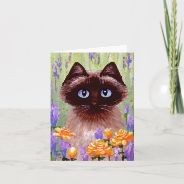 Ragdoll Siamese Burmese Cat Flowers Ro Art Kort (Framsida)
