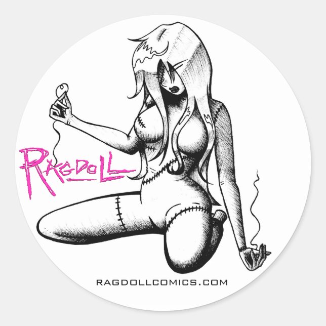 Ragdoll Sticker Runt Klistermärke (Framsida)
