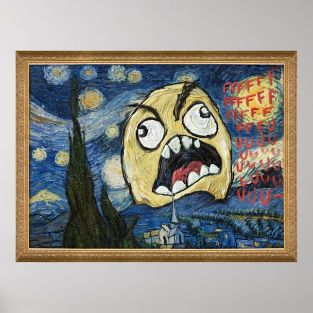Rage Ansikte Meme Ansikte Tecknad Classy Painting Poster (Framsidan)