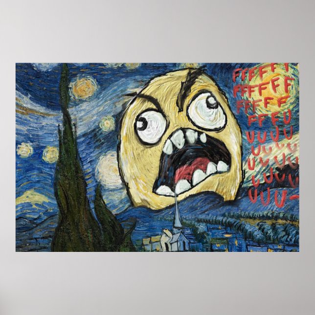 Rage Ansikte Meme Ansikte Tecknad Classy Painting Poster (Framsidan)