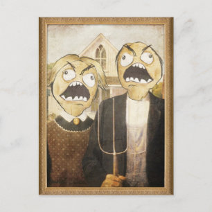 Rage Ansikte Meme Ansikte Tecknad Classy Painting Vykort