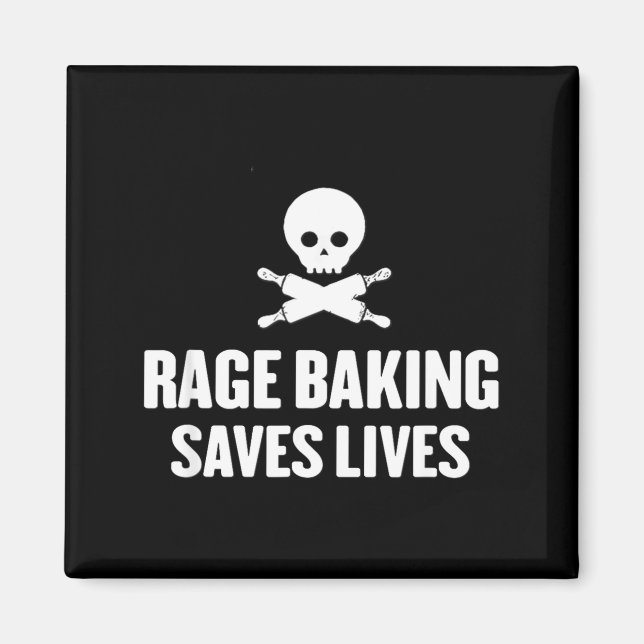 Rage Baking Räddar Levande Döskalle Rolig Bagare K Magnet (Framsidan)