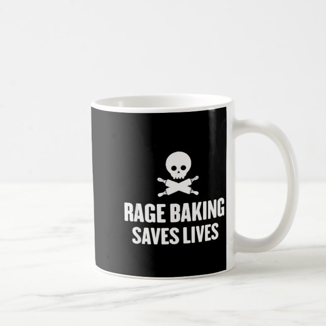 Rage Baking Saves Live Skull Funny Baker Cook Chef Kaffemugg (Höger)