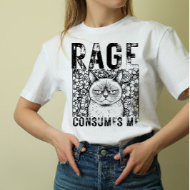 Rage Consumes Me Cat Meme Line Art Unisex  T Shirt