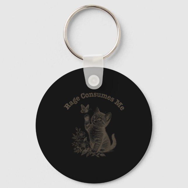 Rage Consumes Me Cat  Nyckelring (Framsida)