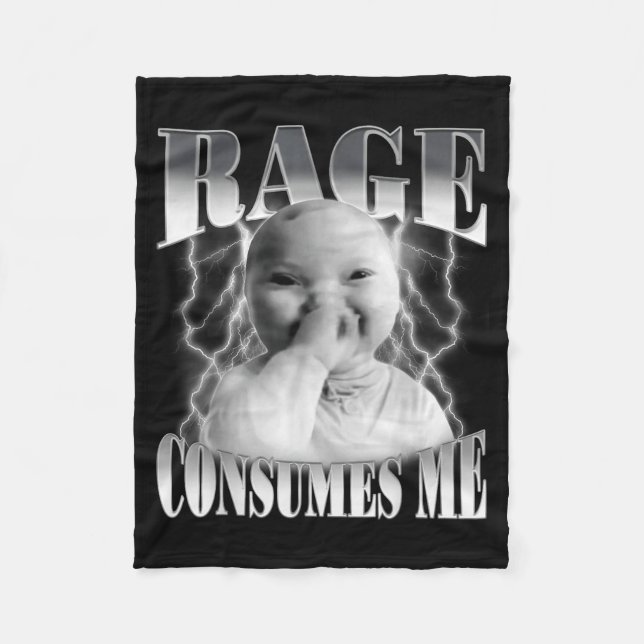 Rage Consumes Me Funny Ai Baby Holding Laugh Brain Fleecefilt (Framsidan)