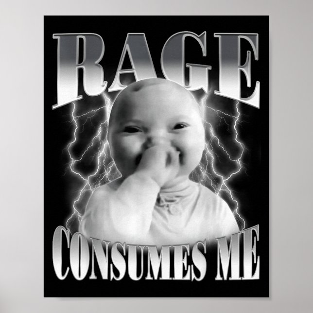 Rage Consumes Me Funny Ai Baby Holding Laugh Brain Poster (Framsidan)