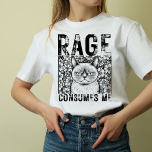 Rage Consumes Me Katt Meme Linje Konst Unisex T Shirt