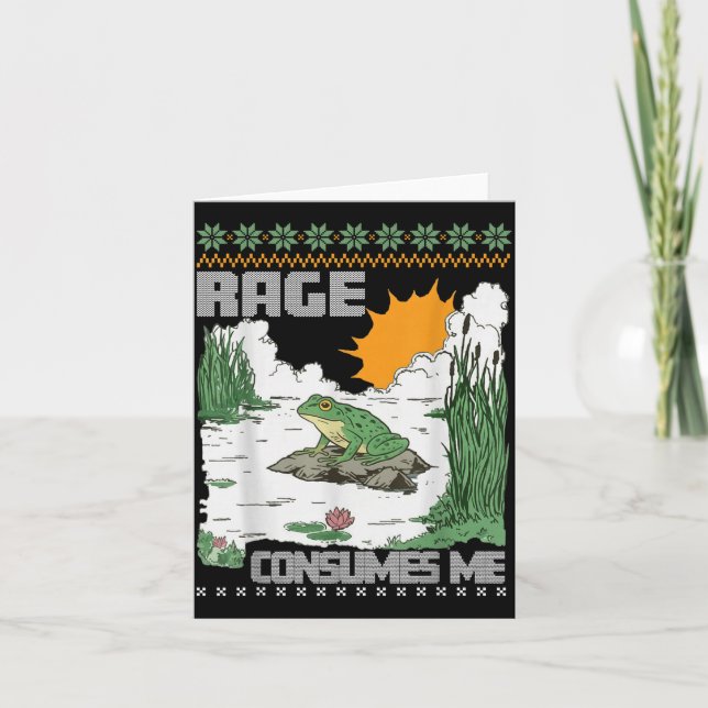 Rage Consumes Me Ugly Christmas Sweaters Funny Fro Kort (Framsida)