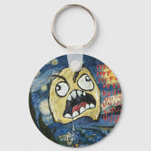 Rage Face Meme Ansikte Tecknad Klassisk Målning Nyckelring