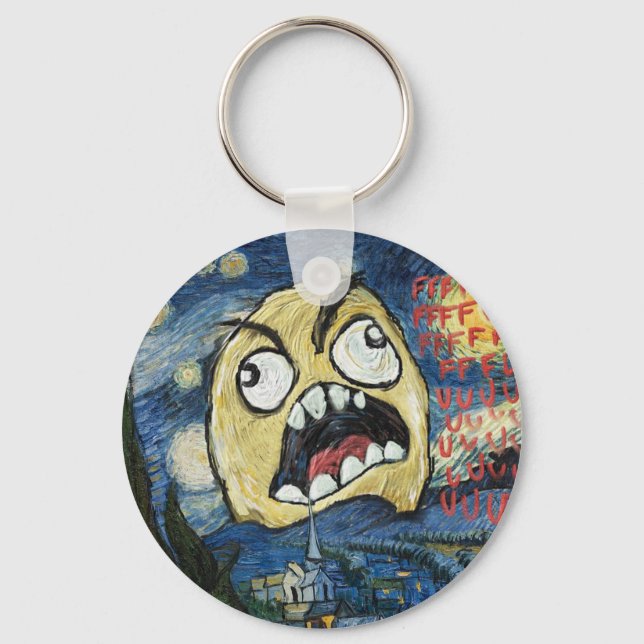 Rage Face Meme Ansikte Tecknad Klassisk Målning Nyckelring (Framsida)