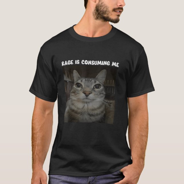 Rage konsumerar mig Cat Fånig Staring Cat Funny C T Shirt (Framsida)