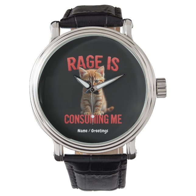 Rage konsumerar mig Cute Kitten Cat, roligt Kattdj Armbandsur (Framsida)