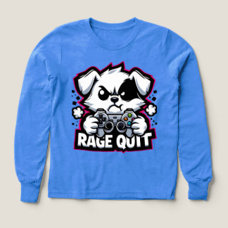 Rage Quit Gaming Hund T-Shirt - Roligt Gamer Prese