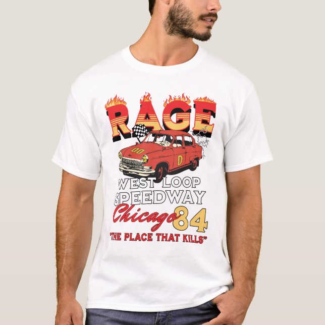 Rage Väster loop Speedway Chicago Tävla T Shirt (Framsida)