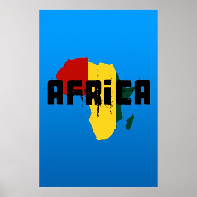 Ragga Afrika Reggae stil karta of Afrika Poster (Framsidan)