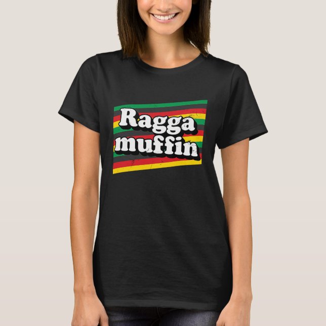 Raggamuffin Rasta  Jamaica Roots Rastafarian Regga T Shirt (Framsida)