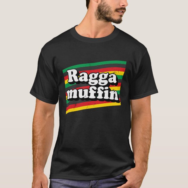 Raggamuffin Rasta  Jamaica Roots Rastafarian Regga T Shirt (Framsida)