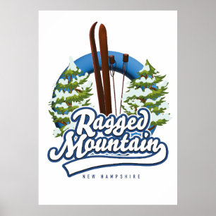 Ragged Mountain New Hampshire skidlogo Poster