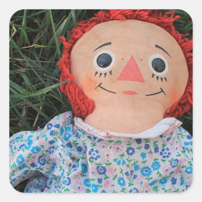 Raggedy Ann Doll 1 Fyrkantigt Klistermärke (Framsida)