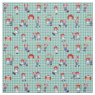 Raggedy Ann och Andy på Grönt Gingham Tyg