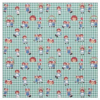 Raggedy Ann och Andy på Grönt Gingham Tyg