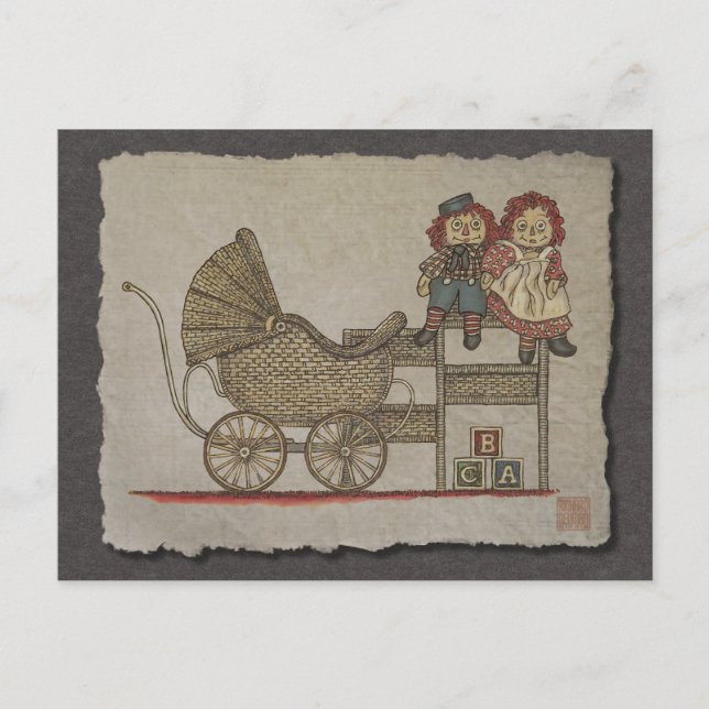 Raggedy Doll & Baby Buggy Vykort (Framsida)