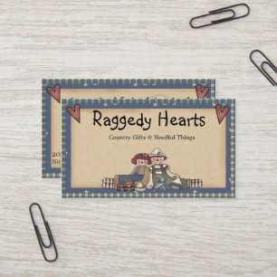 Raggedy Hearts Primitive Land Affärskort Visitkort