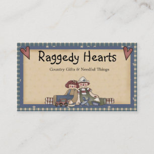 Raggedy Hearts Primitive Land Affärskort Visitkort