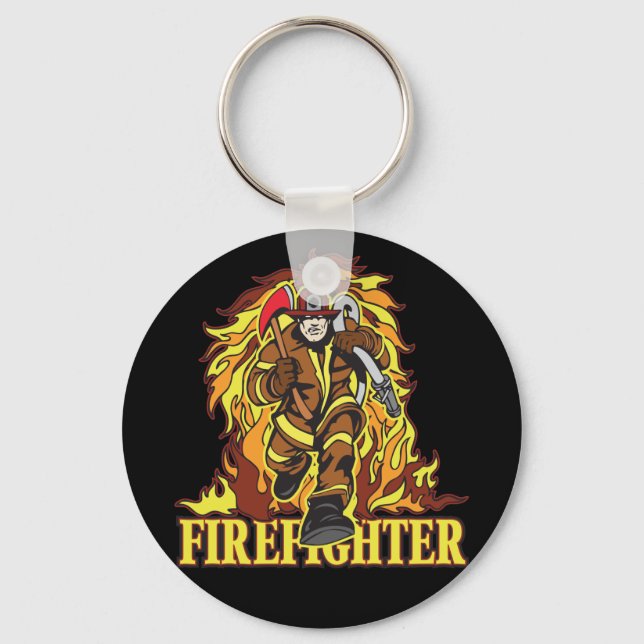 Raging Flames Firefighter Nyckelring (Framsida)