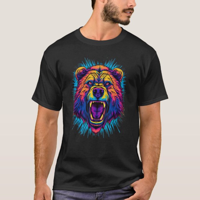 Raging Grizzly Bear T Shirt (Framsida)
