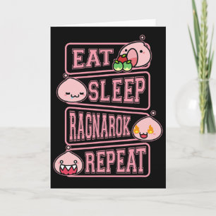 Ragnarok Poring Ät Sova Upprepa Gamer Meme T-shirt Kort