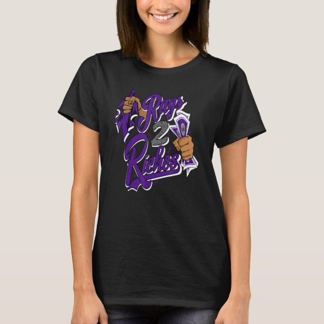 Rags 2 Riches Money Matching Dark Iris 3s Matching T Shirt (Framsida)