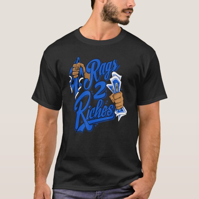 Rags 2 Riches Racer Blue 5s Matching T Shirt (Framsida)