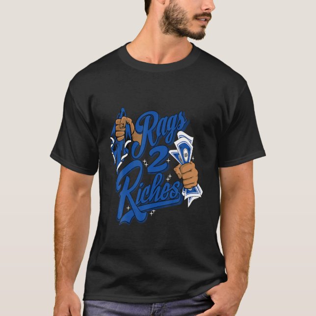 Rags 2 Riches To Matching High OG Dark Marina Blue T Shirt (Framsida)