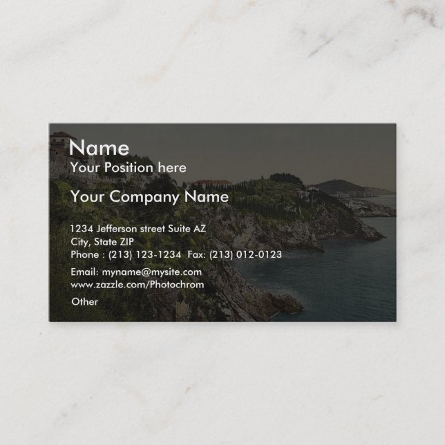 Ragusa Bella utsikt, Dalmatia, Austro-Ungern Visitkort (Framsida)