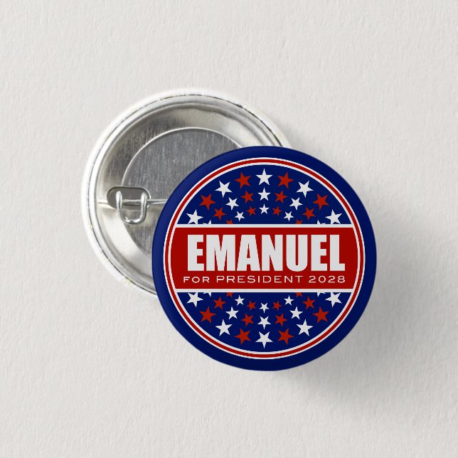 Rahm Emanuel som president 2028 Knapp (Framsida & baksida)