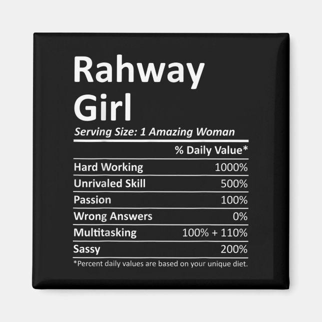 Rahway Girl Nj New Jersey Funny City Home Roots Us Magnet (Framsidan)