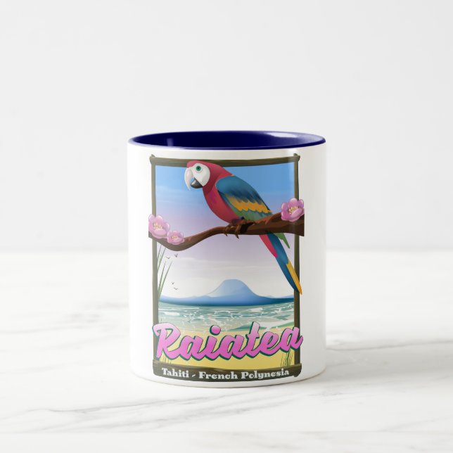 Raiatea Society Islands,Tahiti,Fransk Polynesien. Två-Tonad Mugg (Center)