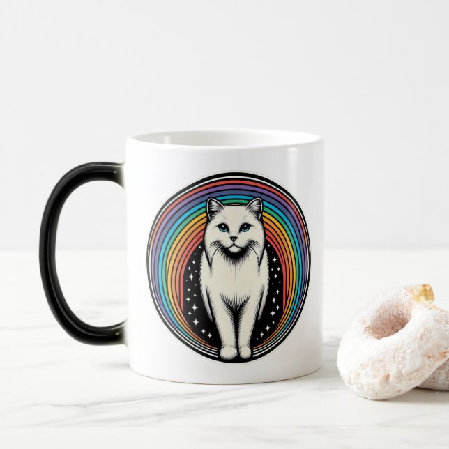 Raibow Cat Magisk Mugg (Med munk)