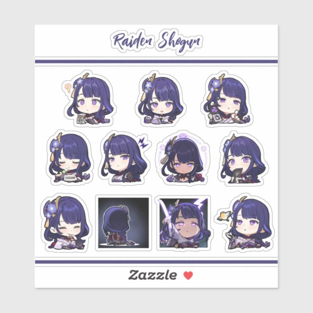 Raiden Shogun Stickers Klistermärken (Ark)