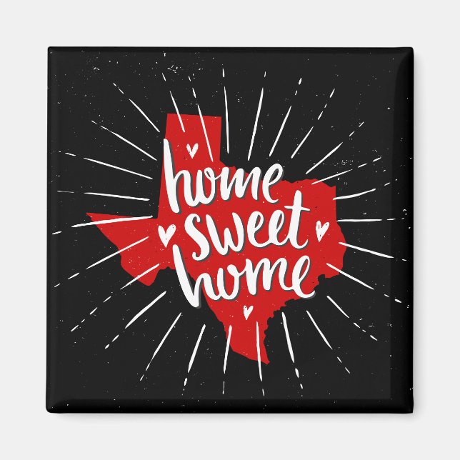 Raider Red and Black Home Sweet Home Texas Magnet (Framsidan)