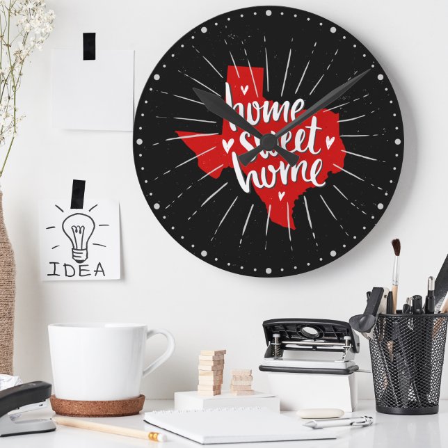 Raider Red and Black Home Sweet Home - Texas Rund Klocka (Skapare uppladdad)