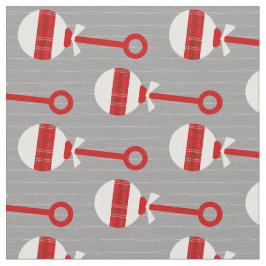 Raider Red and Black Play Baby Rattle on Grått Tyg
