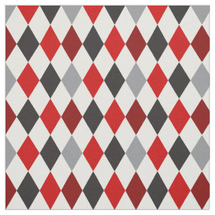 Raider Red & Black Argyle Mönster Fabric Tyg