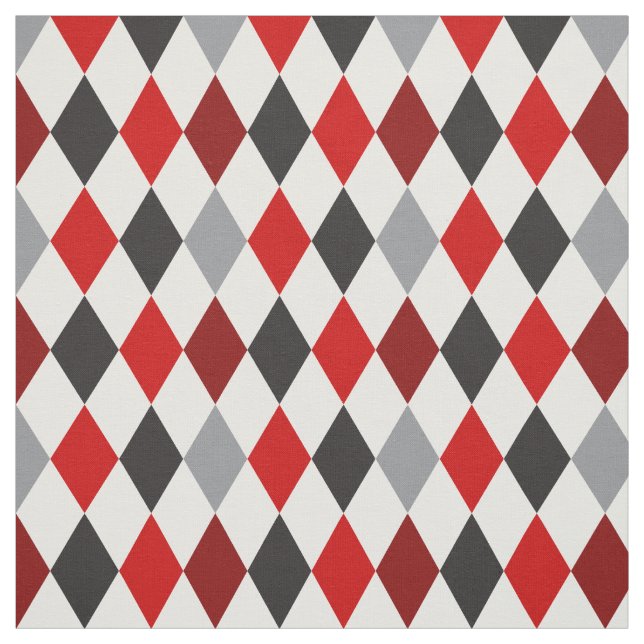 Raider Red & Black Argyle Mönster Fabric Tyg (Provkarta)