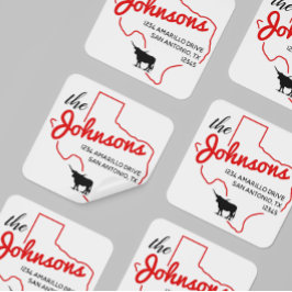 Raider Red Texas Longhorn Family Address Label Fyrkantigt Klistermärke